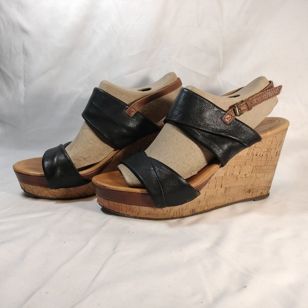 Corso Como Two-Tone Black and Brown Leather Cork‎ Wedges 9.5 - Worn Once!